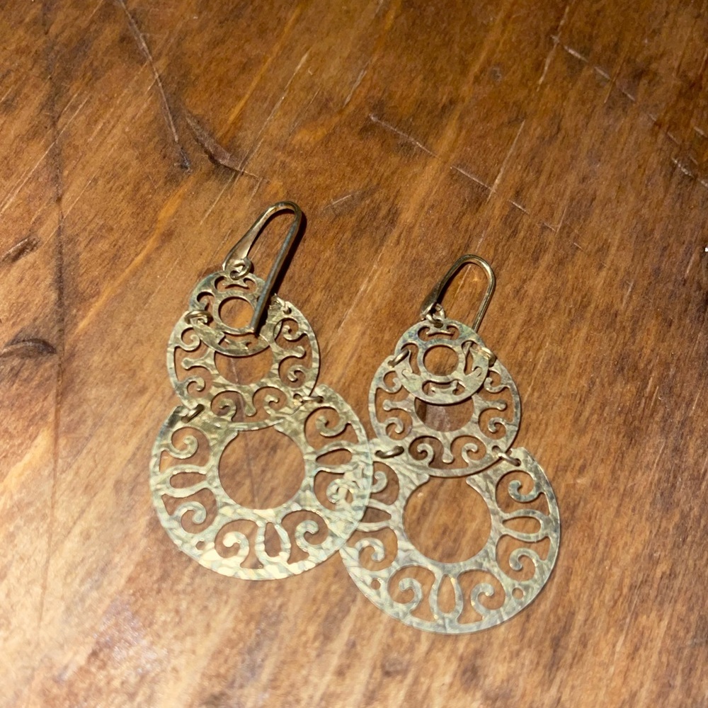 Brass circle dangle earrings